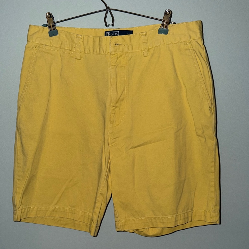 Polo by Ralph Lauren Men's Bright Yellow Flat Front Shorts